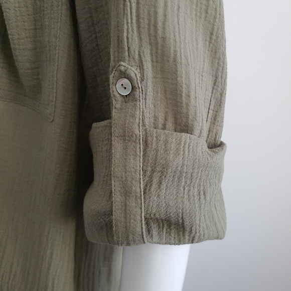 Seafolly Khaki Green Beach Cover Up Boyfriend Shirt Oversized Size M - Picture 8 of 14